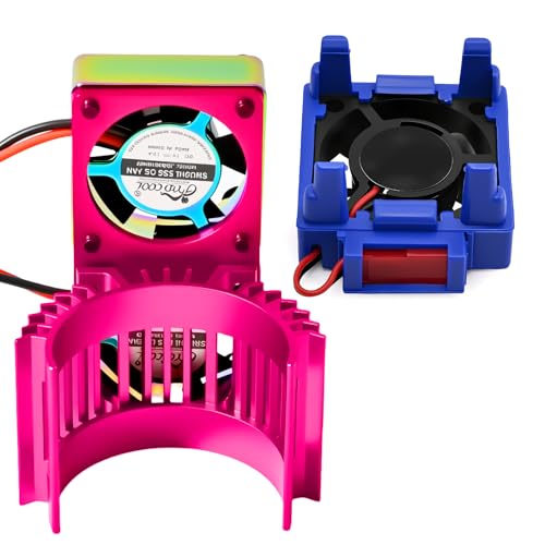 VXL-3s ESC Cooling Fan and Motor Cooling Fan 28000 RPM Dual Fan Set for 1/10 Traxxas Slash 4x4 Stampede 4x4 Rustler 4x4 VXL Hoss 4×4 Velineon VXL 3s Heat Sink Replace #3340, Purple & Blue - style: SRQ-Purple Blue