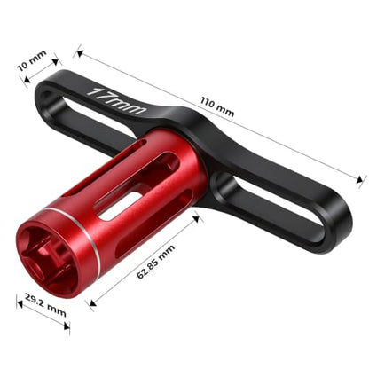 17mm Wheel Hex Nut Socket Sleeve Wrench For tightening and loosening nuts and bolts RC Spanner Repair Tool For 1/8 1/10 RC Car Truck Crawler Truggy Buggy Tires Tyre (Red) - color: B.red