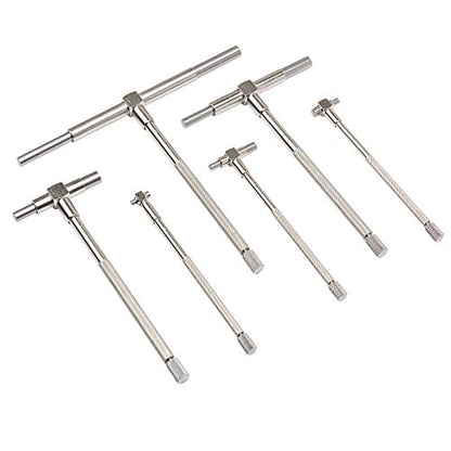 Beslands 6 Pc Telescoping Gage Set, 5/16" - 6" Range, T-Bore Hole Gauges w/Pouch, High Precision Telescopic Bore Gauge T-Gage Set (5/16" to 6") - size: T-Gauges 5/16" to 6"
