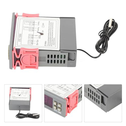 Digital Temperature Controller, STC 1000 Cooling and Heating Thermostat with Sensor, for Temperature Measurement and Control (12V) - style: 12V