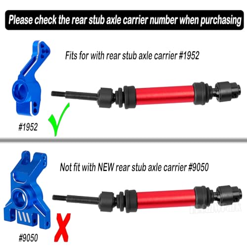 Drive Shaft Axles Upgrades Part for 1/10 Slash 4X4 VXL/Rustler 4X4 VXL/Stampede 4WD VXL,RC Steel #45 Front & Rear 4Pcs Driveshafts CVD w/Hex Hops Up,Red - color: Red - (Axles)