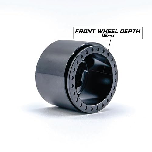 1UP Wheels 1.0" Island Ultra Wide Premium Wheels | Black | for Axial SCX24, AX24, Traxxas TRX4-M, Redcat Ascent-18, FMS FCX18, 7mm Hex Vehicles - Aluminum Beadlock Wheels - color: Black