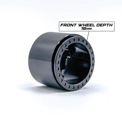 1UP Wheels 1.0" Island Ultra Wide Premium Wheels | Black | for Axial SCX24, AX24, Traxxas TRX4-M, Redcat Ascent-18, FMS FCX18, 7mm Hex Vehicles - Aluminum Beadlock Wheels - color: Black