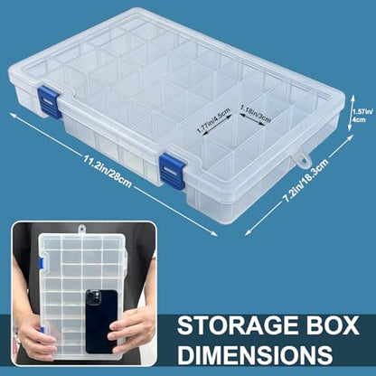 Qualsen 4 Pack 34 Grid Plastic Organizer Box with Adjustable Dividers, Fishing Tackle Box and Bead Organizer Box for Jewelry, Screw, Earrings, Art Craft, Tools, Fishing Hooks, and Small Accessories - size: 34 Gird-4pcs
