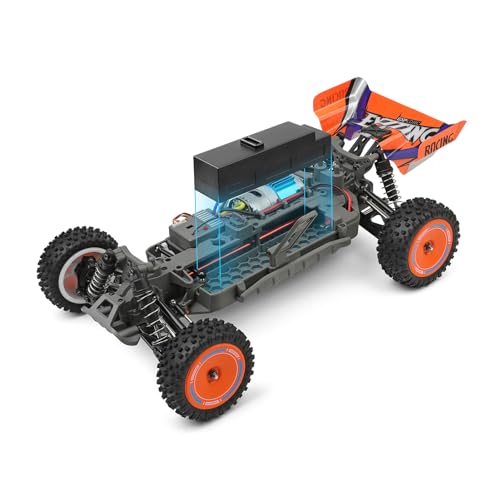 GoolRC WLtoys 124010 RC Cars for Adults, 1:12 Scale Remote Control Car, 4WD 55KM/H High Speed RC Racing Car, 2.4GHz All Terrains Off Road RC Buggy Trucks with 2 Batteries (Orange)