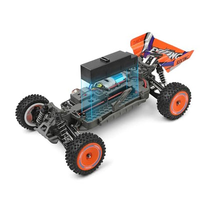 GoolRC WLtoys 124010 RC Cars for Adults, 1:12 Scale Remote Control Car, 4WD 55KM/H High Speed RC Racing Car, 2.4GHz All Terrains Off Road RC Buggy Trucks with 2 Batteries (Orange)
