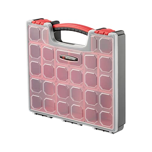 INTERTOOL Hardware Organizer with 13 Removable Bins - Small Parts Storage Tool Box for Nuts, Bolts, Screws, Nails - Portable Handle Transparent Lid with Locks BX08-4031 - style: 13 Removeable Bins