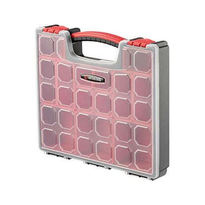 INTERTOOL Hardware Organizer with 13 Removable Bins - Small Parts Storage Tool Box for Nuts, Bolts, Screws, Nails - Portable Handle Transparent Lid with Locks BX08-4031 - style: 13 Removeable Bins