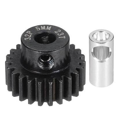 MECCANIXITY Steel 32P Gear Set with Gear Adapter 23T 5mm Shaft Motor Gears for RC Vehicles Truck Drift Car Part, Black - size: 23T