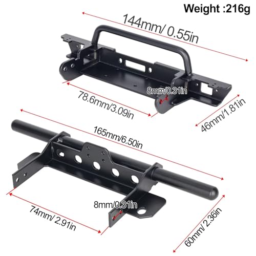 Compatible with Vanquish VS4-10 for Phoenix 1/10 RC Crawler Car Upgrade Parts for LCG for Chassis Metal Front Rear Bumper Set RC Assortment(1 Set) - size: 1 Set