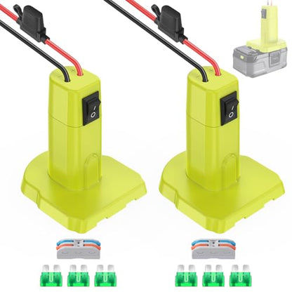 2 Packs Power Wheel Adapter for Ryobi 18V Battery Adapter Power Wheel Battery Converter Kit with Fuse & Switch & Wire Terminals 12AWG Wire for DIY Ride On Truck and Rc Toys - size: 2-Pack with switch