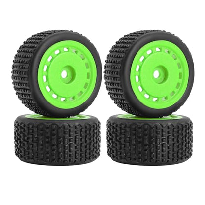 Pre-Mounted Pin Buggy Tires and Wheels Rims Hub Tires Set for 1/24 Losi Micro-B 1/28 Losi Micro-T Wltoys 244016 Upgrade Part (Green Micro-T) - color: Green Micro-t