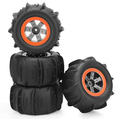 1/10 RC Paddle Tires Wheels, daitoku RC Truck Tires and Wheels for 9125 X07 X08 X17 9155 9156 9201E 9205E 9206E 200E 201E RZ001G-A 104009