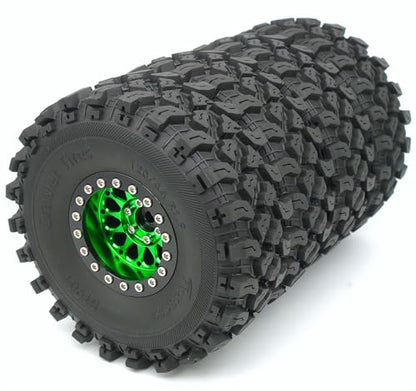RC 1.9 Beadlock Wheels Negative Offsets 8mm and Tires for 1/10 SCX10 SCX10 SCX10 Pro TRX4 TRX6 Gen7/8 RC Crawler Remote Control Car Upgrades Aluminum 1.9 Beadlock Wheel Rims (Green Black) DK - color: Green Black