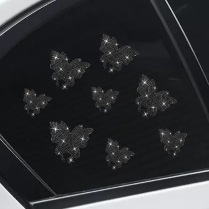 Craedli 8PCS Bling Butterfly Sticker Car Decals, Crystal Rhinestone Butterfly Decal with Self-Adhesive Backing for Women, Glitter Diamond Car Body Bumper Sticker for Window Laptop Luggage (Black) - color: Black