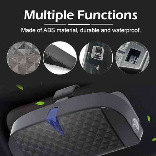 Sun Visor Sunglasses Case, 6.7" x 3.2" Sun Visor Eyeglasses Box, Plastic Hard Shell Sunglass Protective Holder, Universal for Most Cars (Black)