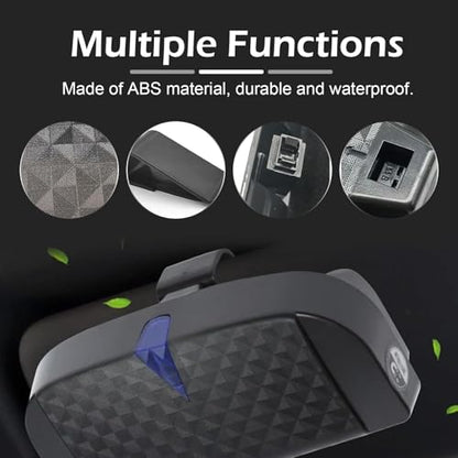 Sun Visor Sunglasses Case, 6.7" x 3.2" Sun Visor Eyeglasses Box, Plastic Hard Shell Sunglass Protective Holder, Universal for Most Cars (Black)