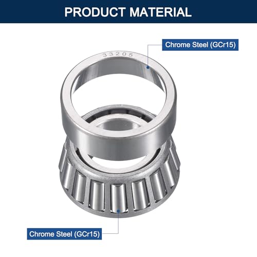 2 Pack 33205 Tapered Roller Bearing Cone and Cup Set | 25mm Bore 52mm OD 22mm Cup Width, Chrome Steel Taper Bearings Set, ABEC-3 - size: 33205