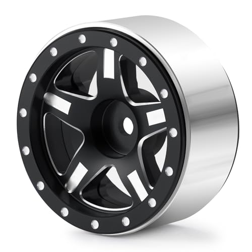 RCHUBAM 4PCS 1.3" Metal Beadlock Wheel Rim for SCX24 TRX4M RC Upgrade Parts | Aluminum Alloy Wheel Hub,RC Replacement Accessories,3 Color - color: Black
