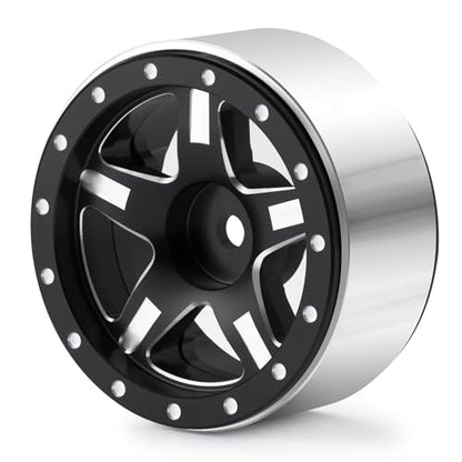 RCHUBAM 4PCS 1.3" Metal Beadlock Wheel Rim for SCX24 TRX4M RC Upgrade Parts | Aluminum Alloy Wheel Hub,RC Replacement Accessories,3 Color - color: Black