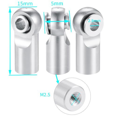 MORLORDY 10Pcs M2.5 Tie Rod End Ball Joint Link Ball Head Holder for RC Car Truck Upgrade Part (Silver) - color: Silver