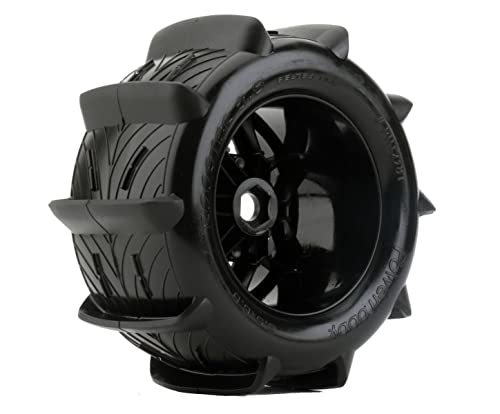 Powerhobby 1/8 Rooster 3.8 Belted Paddle Sand Snow Tires 17mm Wheels (4) FITS : 1/8 Monster Truck ARRMA KRATON/Outcast/NOTORIOU/TRAXXAS E-REVO/T-MAXX/Summit/LOSI LST/HPI Savage