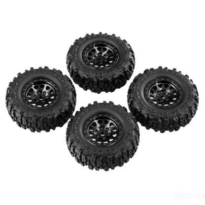 1.0 Inch RC Crawler Wheels and Tires Set, Pre-Mounted Aluminum Wheel & Tire Combo with Foam Inserts, Fit for 1/18 SCX24 SCX30 Micro RC, 4PCS (Black) - color: Black