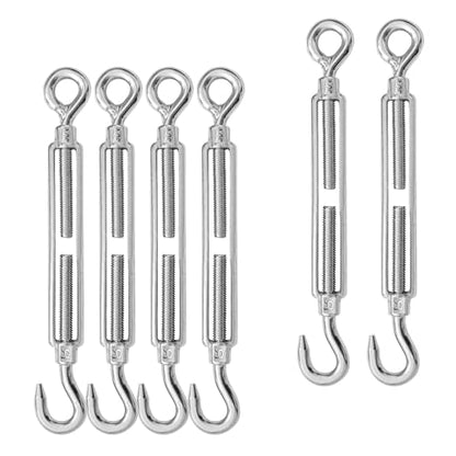 6 PCS M10Hook and Eye Turnbuckles for Cables Wire Rope Tension | Made of 304 Stainless Steel, Corrosion Resistant & Easy to Use,511lbs Rated,Industrial Shade Sail Rigging - size: 6PCS-M10-OC