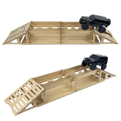 RC Crawler Bridge Obstacle Ramp, Detachable Climbing Bridge Track for 1/18 1/24 Scale RC Crawler Cars, Tabletop RC Rock Crawling Course Accessory