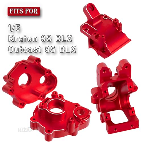 RC Center Gearbox & Front or Rear Transmission Case Upgrades Part for 1/5 Kraton 8S BLX Outcast 8S BLX,Aluminum Alloy Front or Rear Gearbox & Center Transmission Gearbox Hops Up,Red - color: Red - (Gearbox)