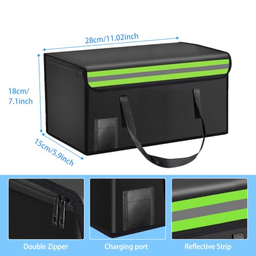 11.02"x5.9"x7.1" Lipo Safe Bag Fireproof Bag for Lipo Battery Pack Storage Charging Transport,Home Office Travel Fireproof Safe Storage for Cash Valuables Jewelry Passport Power bank Lipo Battery - size: 280*150*180mm