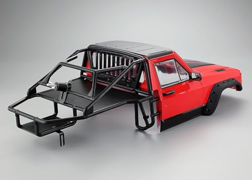 Hard Plastic RC Crawler Body Cab & Back-Half Cage Body Car Shell Upgrades Part for 1/10 RC Crawler Car for Axial SCX10 II 90046 TRX4 Redcat GEN8(Red) - color: Red