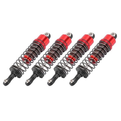 4 PCS Aluminum Alloy RC Shock Absorbers with Hydraulic Oil Damping System for 1/10 Scale RC Cars Off Road Buggy (Red) - color: Red