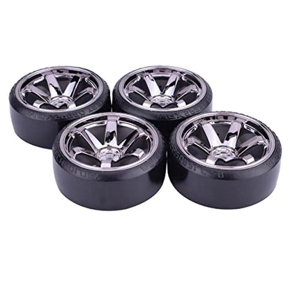 4Pcs 63mm RC Drift Car Tires Hard Tyres Plastic Wheel Rims for 1/10 RC On-Road Drifting Car for HSP Tamiya HPI Kyosho Spare Parts(Gray) - color: Gray