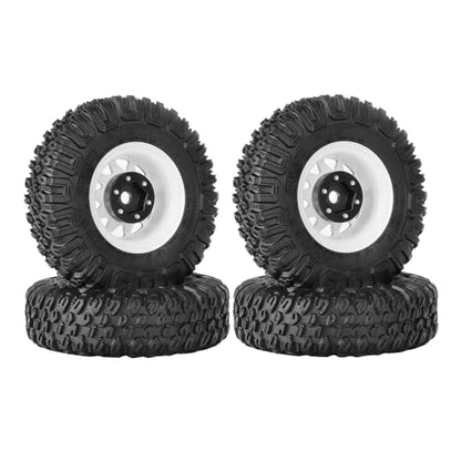 4PCS RC Car 1.55 Inch Tyres Aluminum Alloy Metal Beadlock Wheel Rim and Rubber Tires for 1/10 RC Crawler Car for Axial AX90069 D90 TF2 Tamiya CC01 LC70 MST JIMNY(85mm-10Holes White) - color: 85mm-10Holes White