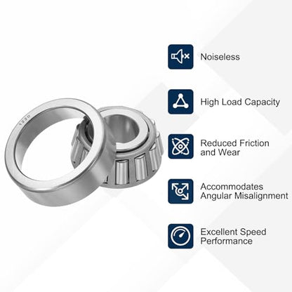 uxcell 1280/20 Tapered Roller Bearing Cone and Cup Set, 0.87" Bore x 2.24" OD x 0.87" Thick, Chrome Steel Taper Bearing Set, ABEC-3 - size: 1280/20