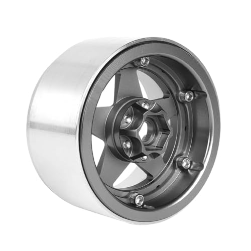 Aluminum 2.2" Beadlock Wheel Offset -10mm Metal Rims for SCX10 RR10 TRX4 VS4-10 Gen8 1/10 RC Crawler Car Upgrade Parts (5-Spoke, Gray) - color: 5-spoke, Gray