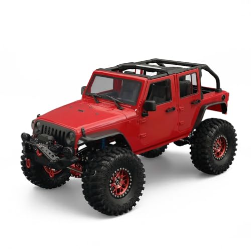 1/10 RC Jeep Wrangler Convertible Hard Shell Kit, for 1/10 RC Crawler TRX4 Axial SCX10 90046 90027 313 Wheelbase Shell Modification Accessories (Red) - color: Red
