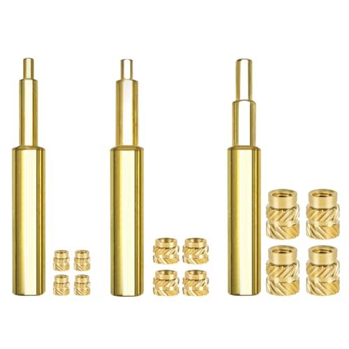 QSJ 12pcs M2.5 M3 M4 Threaded Inserts with 3 Size Soldering Iron Tips Heat Set Insert Tip Brass Nut for 3D Printed Plastic Parts - size: (12pcs) M2.5, M3, M4