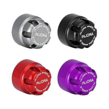 INJORA M2 Wheel Lock Nuts with Aluminum Cap for 1/24 RC Crawlers Upgrade(Red) - color: Red