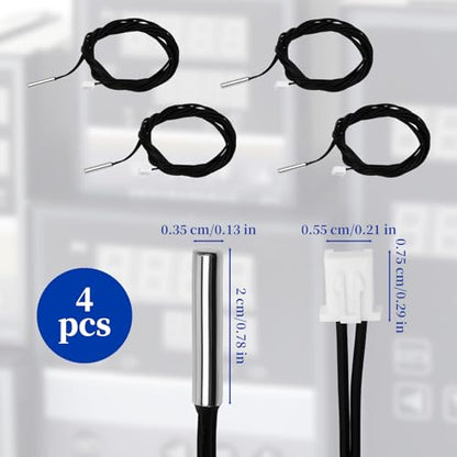 2-Pack 10K Temperature Sensor Probe, 1 Meter Waterproof Temp Sensor Probe, Stainless Steel 3950 NTC Temp Sensor Probe, Digital Temperature Transmitter Extension Cable