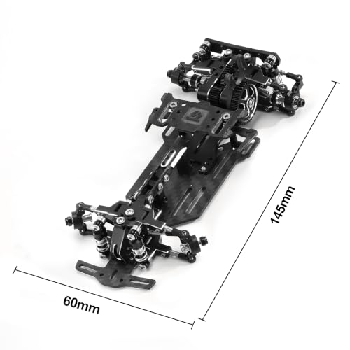 RC Car Frame, 1/24 1/28 TG Super Assembled Mini Rear Drive RWD Drift Racing Car Frame Body Kit with Tools DIY Parts (Black) - color: A.black