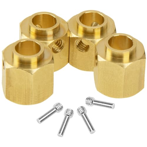 4Pcs Vgoohobby Brass 12mm Hex Hubs Adapter Extension Combiner Counterweight Compatible with Traxxas TRX-4 RC4WD D90 Redcat Gen7 RC 1/10 Crawler Car (10mm Thickness) - size: 10mm Thickness