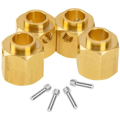 4Pcs Vgoohobby Brass 12mm Hex Hubs Adapter Extension Combiner Counterweight Compatible with Traxxas TRX-4 RC4WD D90 Redcat Gen7 RC 1/10 Crawler Car (10mm Thickness) - size: 10mm Thickness