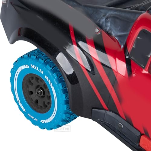 RC MX1.25 RC Truck Wheel Tires for Traxx as/Mojave GROM 223S 4x4 RTR,14301 14302 14303,Tamiya Kyosho HPI 1/14-1/18 Scale On/Off Road,RC Monster Truck Car Wheels,Black-Navy Blue - color: Black-navy Blue(rc Wheels Tires)