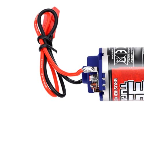 Drfeify RC Brushed Motor, 370 35T, Stainless Steel, 2.0mm D Shaft | JST Female Connector, Low Noise Vibration Precision, Heat Proof Pure Copper Windings, for RC Model Car