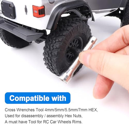 Hobbypark RC Car Wheels Tools Metal Hex Hexagon Sleeve Wrench Cross Wrenches (4mm, 5mm, 5. 5mm, 7mm),2-Pack