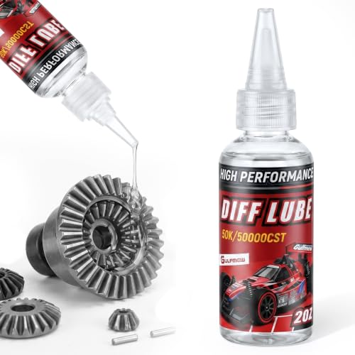 2 OZ RC Differential Oil 50K CST, Silicone RC Diff Fluid for Sealed Differentials, High Viscosity Car Differential Oil for Lubricating R/C Cars & Trucks, Radio Controlled Electric Vehicles - color: Red, style: 50K