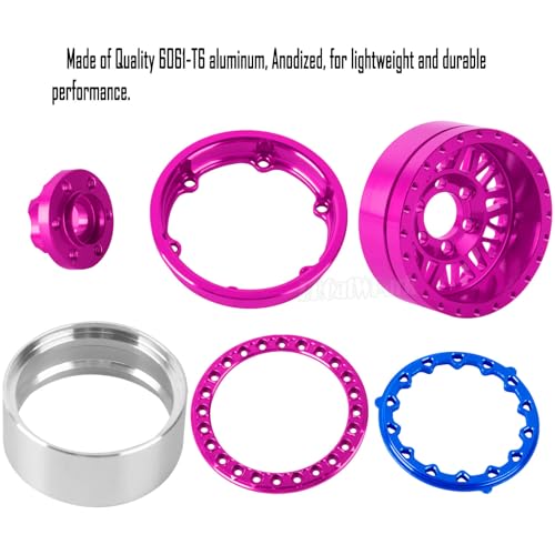 RC 1.9 Wheel Rims for 1/10 SCX10 SCX10 II 90046 SCX10 III AXI03007 SCX10 Pro TRX4 TRX6 Gen7/8 D90 VS4-10 MST CFX RC Crawler Car,4pcs Aluminum 1.9 Wheel Rims,Pink - color: Pink - (Rims)