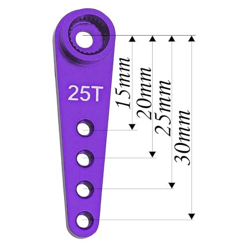5Pcs ShareGoo 25T Servo Horn 37mm Metal 25 Teeth Extension Steering Arm Server Compatible with Futaba Savox Power HD HSP MG995 MG996 Servos for RC Car Truck (Purple) - color: Purple